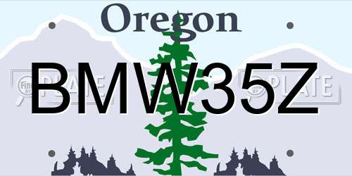 BMW35Z Oregon License Plate