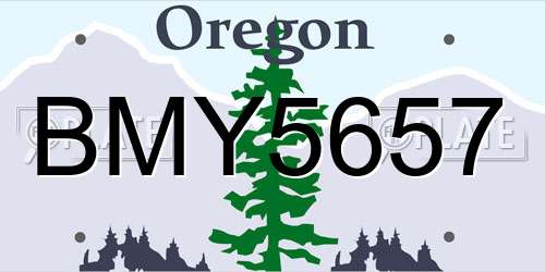 BMY5657 Oregon License Plate