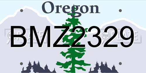 BMZ2329 Oregon License Plate