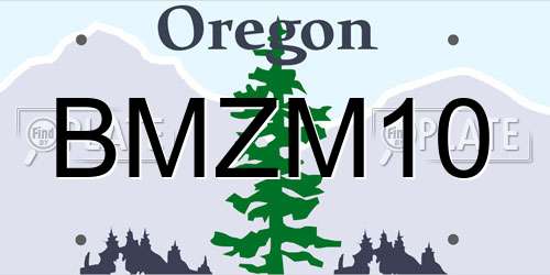 BMZM10 Oregon License Plate