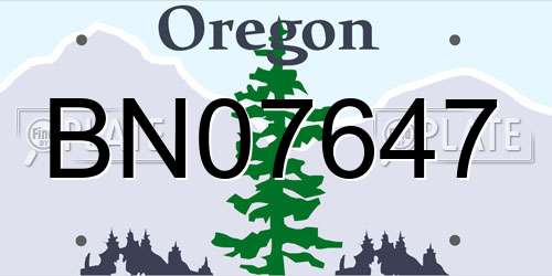 BN07647 Oregon License Plate