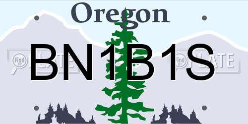 BN1B1S Oregon License Plate