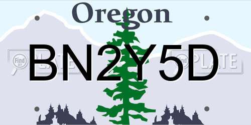 BN2Y5D Oregon License Plate
