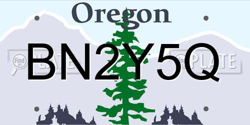 BN2Y5Q Oregon License Plate