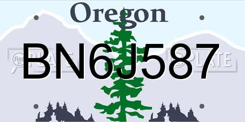 BN6J587 Oregon License Plate