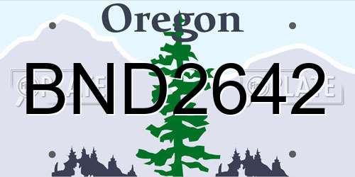 BND2642 Oregon License Plate