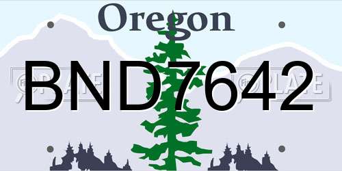 BND7642 Oregon License Plate