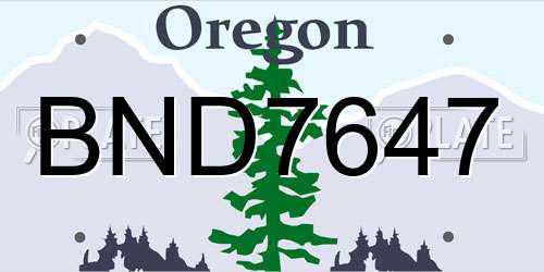 BND7647 Oregon License Plate