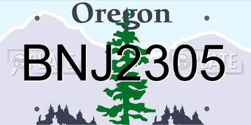 BNJ2305 Oregon License Plate