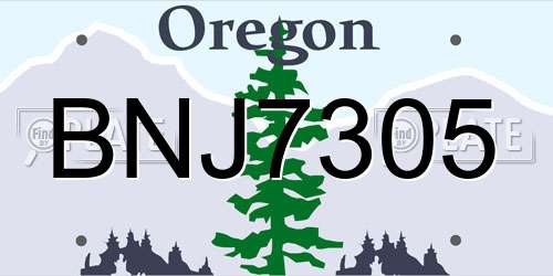 BNJ7305 Oregon License Plate