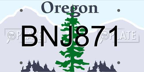 BNJ871 Oregon License Plate