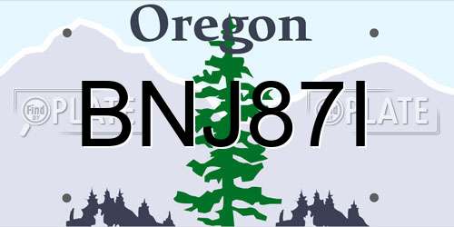 BNJ87I Oregon License Plate