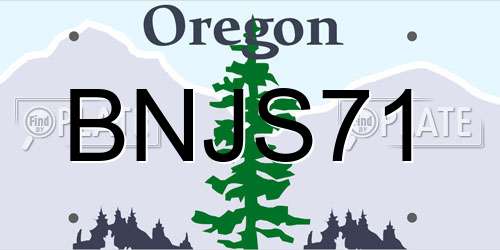 BNJS71 Oregon License Plate