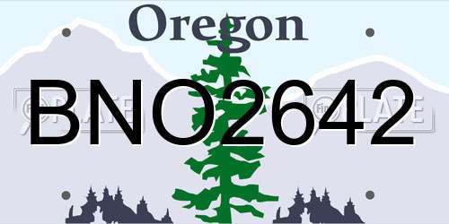 BNO2642 Oregon License Plate