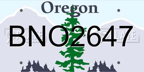 BNO2647 Oregon License Plate