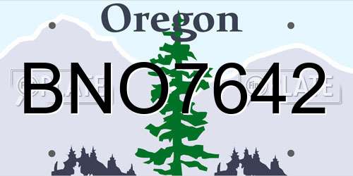 BNO7642 Oregon License Plate
