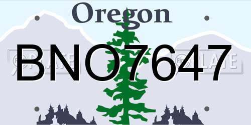 BNO7647 Oregon License Plate