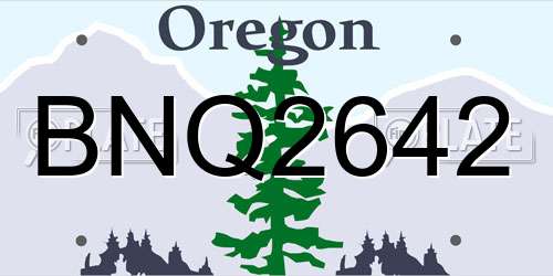 BNQ2642 Oregon License Plate