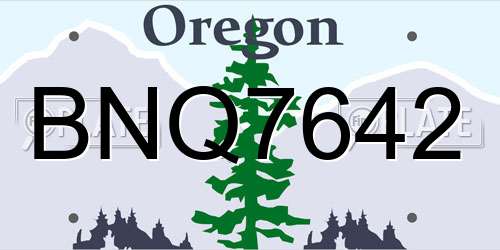 BNQ7642 Oregon License Plate