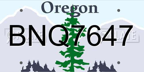 BNQ7647 Oregon License Plate