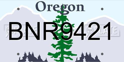 BNR9421 Oregon License Plate