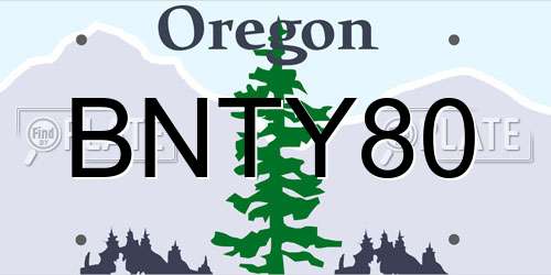 BNTY80 Oregon License Plate