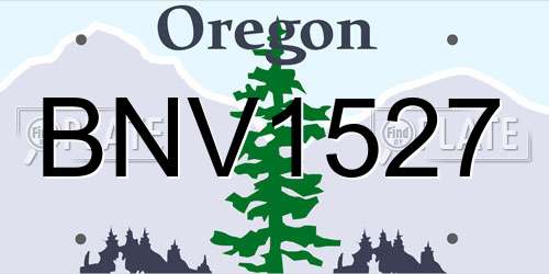 BNV1527 Oregon License Plate
