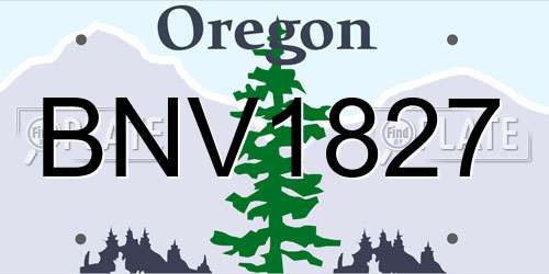 BNV1827 Oregon License Plate