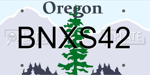 BNXS42 Oregon License Plate