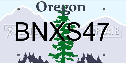 BNXS47 Oregon License Plate