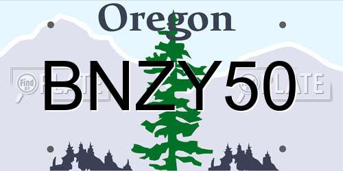 BNZY50 Oregon License Plate