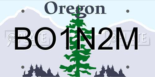 BO1N2M Oregon License Plate
