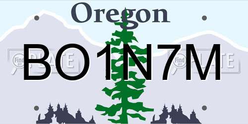 BO1N7M Oregon License Plate