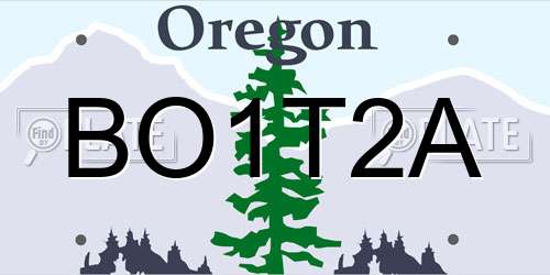 BO1T2A Oregon License Plate