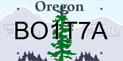 BO1T7A Oregon License Plate