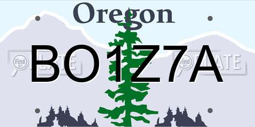 BO1Z7A Oregon License Plate