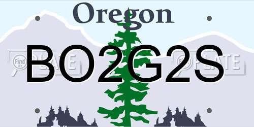BO2G2S Oregon License Plate