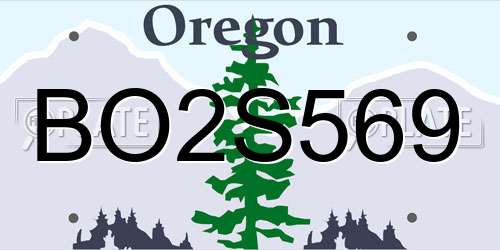 BO2S569 Oregon License Plate