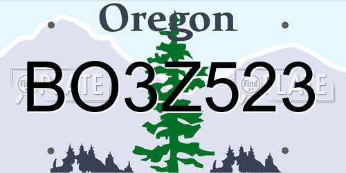BO3Z523 Oregon License Plate
