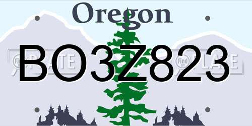 BO3Z823 Oregon License Plate