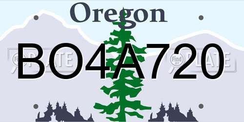 BO4A720 Oregon License Plate