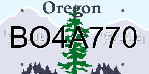BO4A770 Oregon License Plate