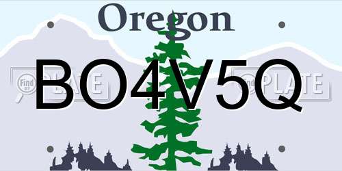 BO4V5Q Oregon License Plate