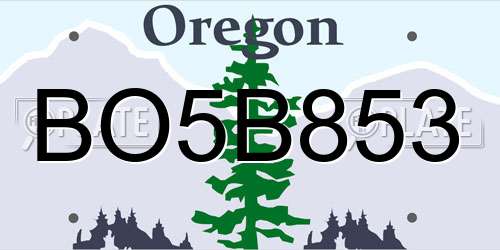 BO5B853 Oregon License Plate
