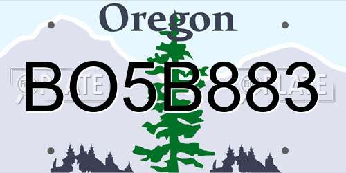 BO5B883 Oregon License Plate