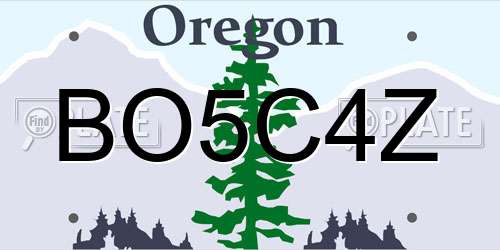 BO5C4Z Oregon License Plate