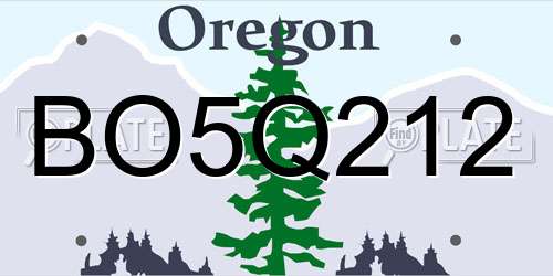 BO5Q212 Oregon License Plate