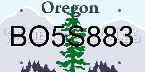 BO5S883 Oregon License Plate