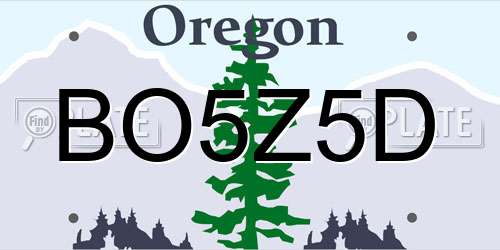 BO5Z5D Oregon License Plate