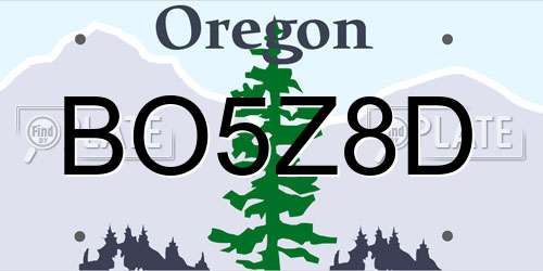 BO5Z8D Oregon License Plate